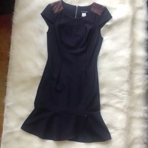Navy Blue Ruffle Hem Dress